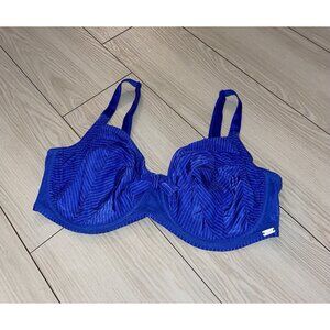 Chantelle 2071 Unlined Bra Underwire Pinstripe Bow Womens 34DD Blue